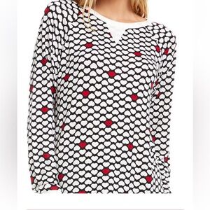 Maddie Print Hacci: B&W with red hearts- modern and chic style and print.